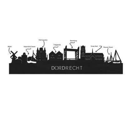 Skyline Dordrecht Black houten cadeau decoratie relatiegeschenk van WoodWideCities