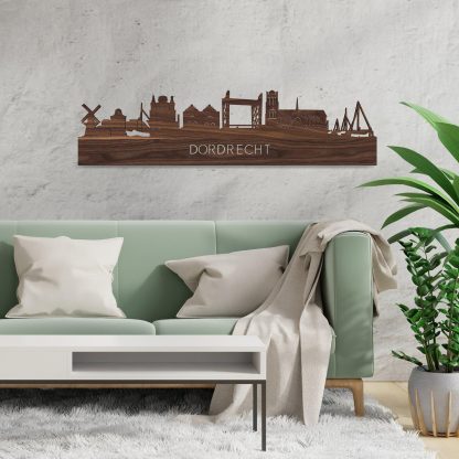 Skyline Dordrecht Noten houten cadeau decoratie relatiegeschenk van WoodWideCities