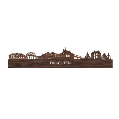 Skyline Drachten Noten houten cadeau decoratie relatiegeschenk van WoodWideCities