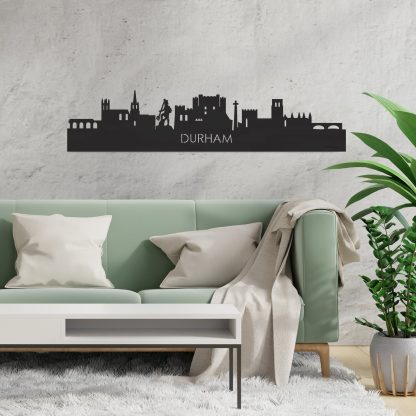 Skyline Durham Zwart houten cadeau decoratie relatiegeschenk van WoodWideCities