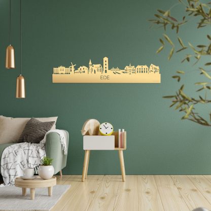 Skyline Ede Metallic Goud gerecycled kunststof cadeau decoratie relatiegeschenk van WoodWideCities