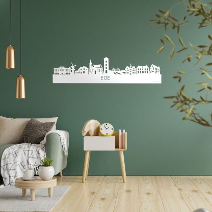 Skyline Ede Wit glanzend gerecycled kunststof cadeau decoratie relatiegeschenk van WoodWideCities