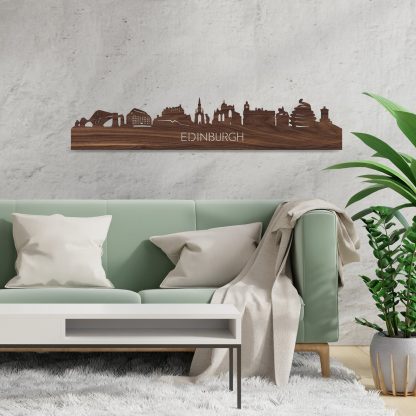 Skyline Edinburgh Noten houten cadeau decoratie relatiegeschenk van WoodWideCities