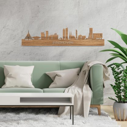 Skyline Eindhoven Eiken houten cadeau decoratie relatiegeschenk van WoodWideCities