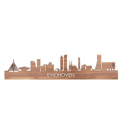 Skyline Eindhoven Noten houten cadeau decoratie relatiegeschenk van WoodWideCities