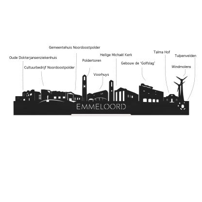 Skyline Emmeloord Bamboe houten cadeau decoratie relatiegeschenk van WoodWideCities