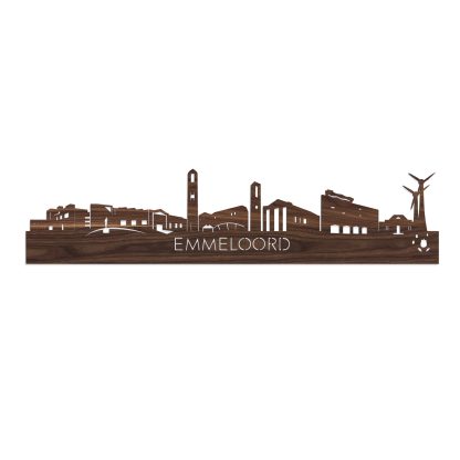 Skyline Emmeloord Noten houten cadeau decoratie relatiegeschenk van WoodWideCities