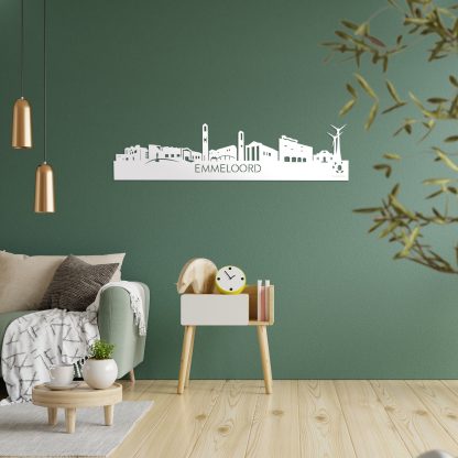 Skyline Emmeloord Wit glanzend gerecycled kunststof cadeau decoratie relatiegeschenk van WoodWideCities