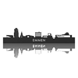 Skyline Emmen Black houten cadeau decoratie relatiegeschenk van WoodWideCities