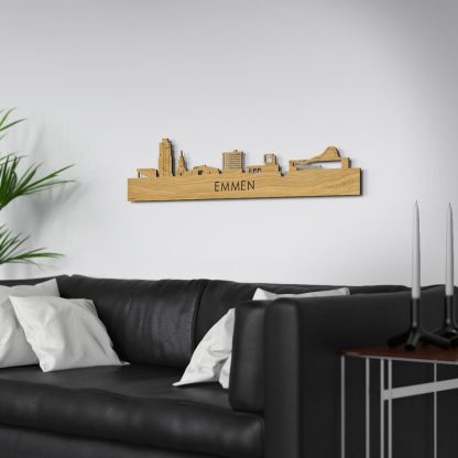 Skyline Emmen Eiken houten cadeau decoratie relatiegeschenk van WoodWideCities