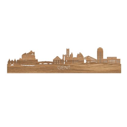 Skyline Gent Eiken houten cadeau decoratie relatiegeschenk van WoodWideCities