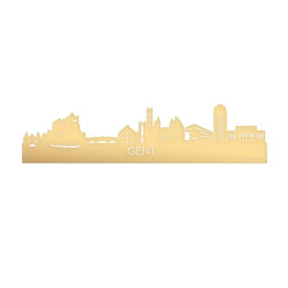 Skyline Gent Metallic Goud gerecycled kunststof cadeau decoratie relatiegeschenk van WoodWideCities