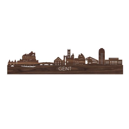 Skyline Gent Noten houten cadeau decoratie relatiegeschenk van WoodWideCities