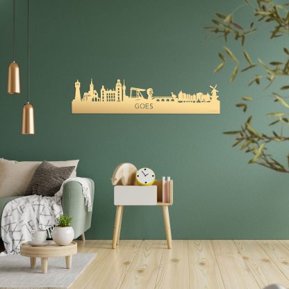 Skyline Goes Metallic Goud gerecycled kunststof cadeau decoratie relatiegeschenk van WoodWideCities