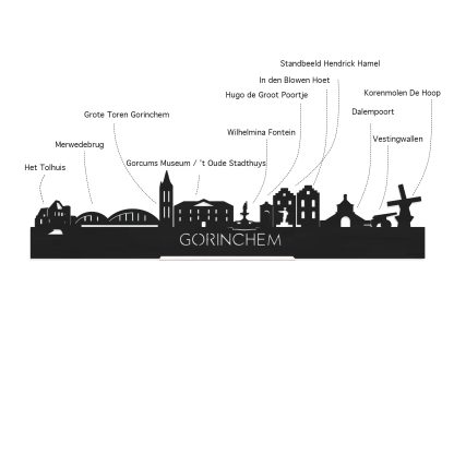 Skyline Gorinchem Noten houten cadeau decoratie relatiegeschenk van WoodWideCities