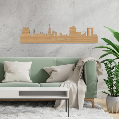 Skyline Groningen Bamboe houten cadeau decoratie relatiegeschenk van WoodWideCities