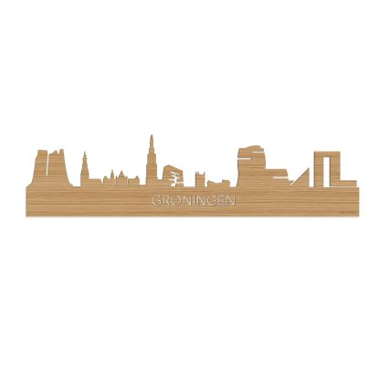 Skyline Groningen Bamboe houten cadeau decoratie relatiegeschenk van WoodWideCities