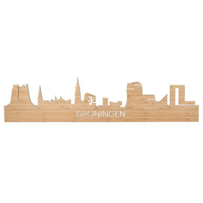 Skyline Groningen Bamboe houten cadeau decoratie relatiegeschenk van WoodWideCities