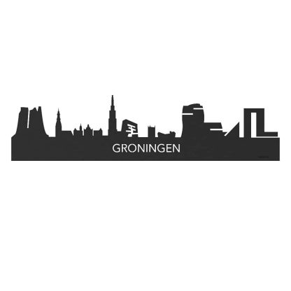 Skyline Groningen Black houten cadeau decoratie relatiegeschenk van WoodWideCities