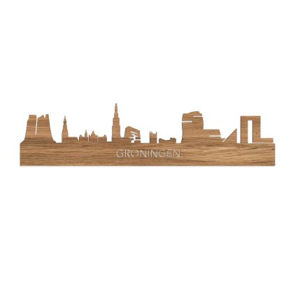 Skyline Groningen Eiken houten cadeau decoratie relatiegeschenk van WoodWideCities