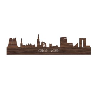 Skyline Groningen Noten houten cadeau decoratie relatiegeschenk van WoodWideCities