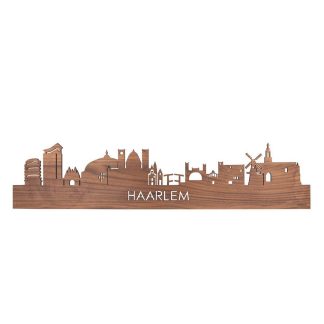 Skyline Haarlem Noten houten cadeau decoratie relatiegeschenk van WoodWideCities