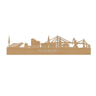 Skyline Hamburg Bamboe houten cadeau decoratie relatiegeschenk van WoodWideCities