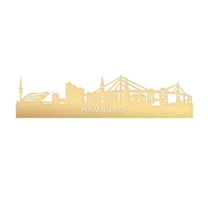 Skyline Hamburg Metallic Goud gerecycled kunststof cadeau decoratie relatiegeschenk van WoodWideCities