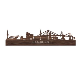 Skyline Hamburg Noten houten cadeau decoratie relatiegeschenk van WoodWideCities