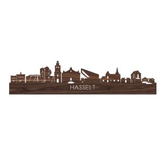 Skyline Hasselt Noten houten cadeau decoratie relatiegeschenk van WoodWideCities