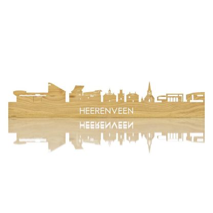 Skyline Heerenveen Eiken houten cadeau decoratie relatiegeschenk van WoodWideCities