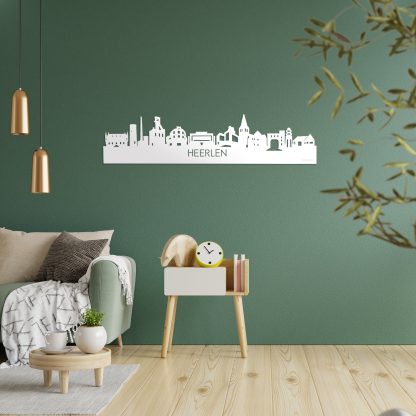 Skyline Heerlen Wit glanzend gerecycled kunststof cadeau decoratie relatiegeschenk van WoodWideCities