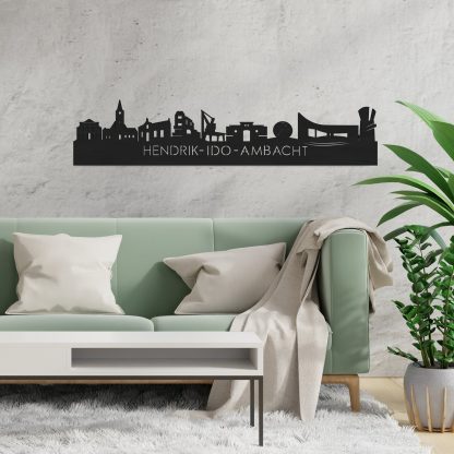 Skyline Hendrik-Ido-Ambacht Zwart houten cadeau decoratie relatiegeschenk van WoodWideCities