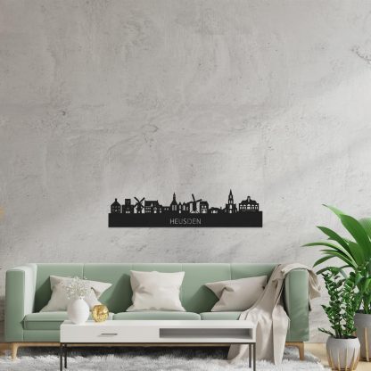 Skyline Heusden Black houten cadeau decoratie relatiegeschenk van WoodWideCities