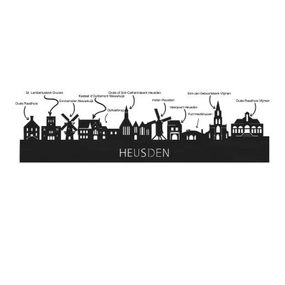 Skyline Heusden Black houten cadeau decoratie relatiegeschenk van WoodWideCities