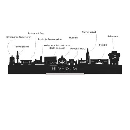 Skyline Hilversum Wit glanzend gerecycled kunststof cadeau decoratie relatiegeschenk van WoodWideCities