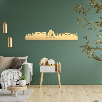 Skyline Hoeven Metallic Goud gerecycled kunststof cadeau decoratie relatiegeschenk van WoodWideCities