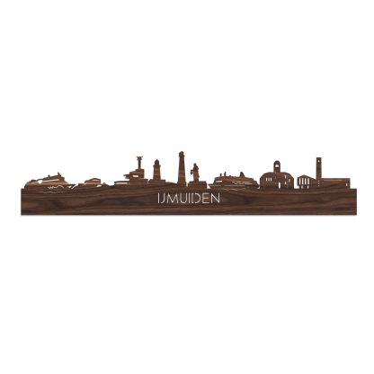 Skyline IJmuiden Noten houten cadeau decoratie relatiegeschenk van WoodWideCities