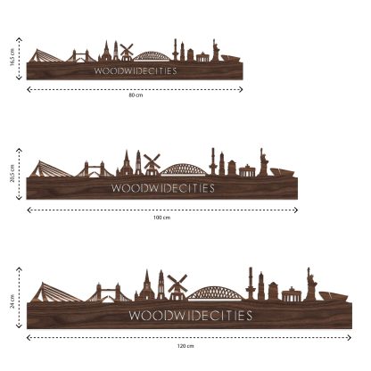 Skyline IJmuiden Noten houten cadeau decoratie relatiegeschenk van WoodWideCities