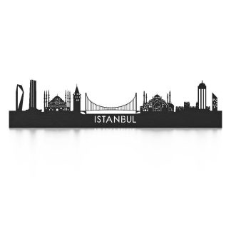 Skyline Istanbul Black houten cadeau decoratie relatiegeschenk van WoodWideCities