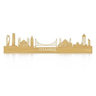 Skyline Istanbul Eiken houten cadeau decoratie relatiegeschenk van WoodWideCities