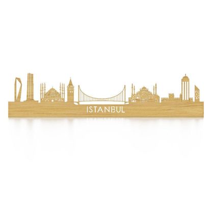 Skyline Istanbul Eiken houten cadeau decoratie relatiegeschenk van WoodWideCities