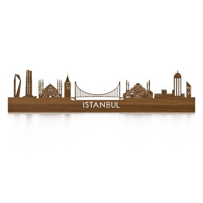 Skyline Istanbul Noten houten cadeau decoratie relatiegeschenk van WoodWideCities