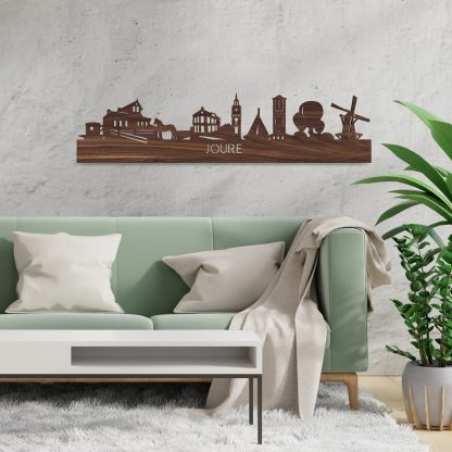 Skyline Joure Noten houten cadeau decoratie relatiegeschenk van WoodWideCities