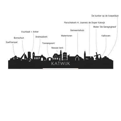 Skyline Katwijk Eiken houten cadeau decoratie relatiegeschenk van WoodWideCities