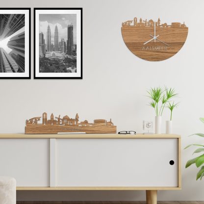 Skyline Klok Aalsmeer Eiken houten cadeau wanddecoratie relatiegeschenk van WoodWideCities