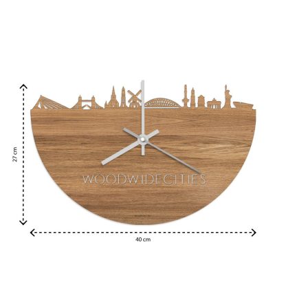 Skyline Klok Aalsmeer Eiken houten cadeau wanddecoratie relatiegeschenk van WoodWideCities