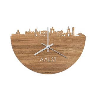 Skyline Klok Aalst Eiken houten cadeau wanddecoratie relatiegeschenk van WoodWideCities