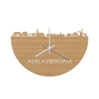 Skyline Klok Alblasserdam Bamboe houten cadeau decoratie relatiegeschenk van WoodWideCities