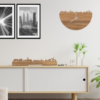 Skyline Klok Alblasserdam Eiken houten cadeau decoratie relatiegeschenk van WoodWideCities